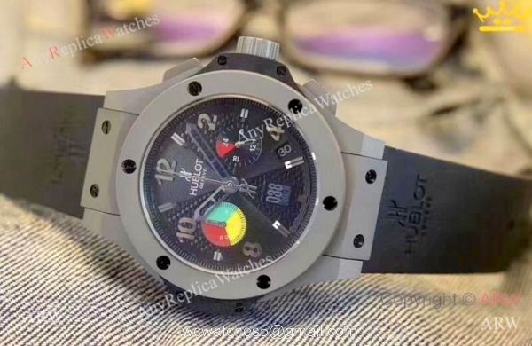 Replica Hublot Big Bang Chrono 45mm Watch Black Rubber Strap 1