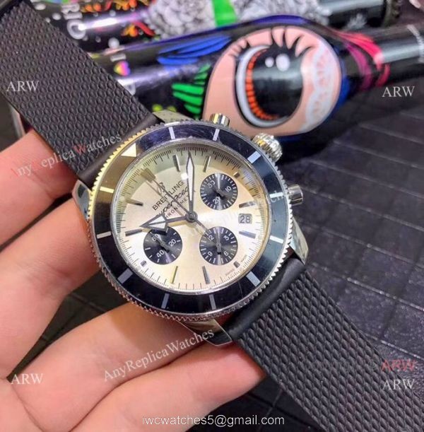 Breitling Superocean 43mm Watch SS Blue Dial Blue Rubber Strap 1