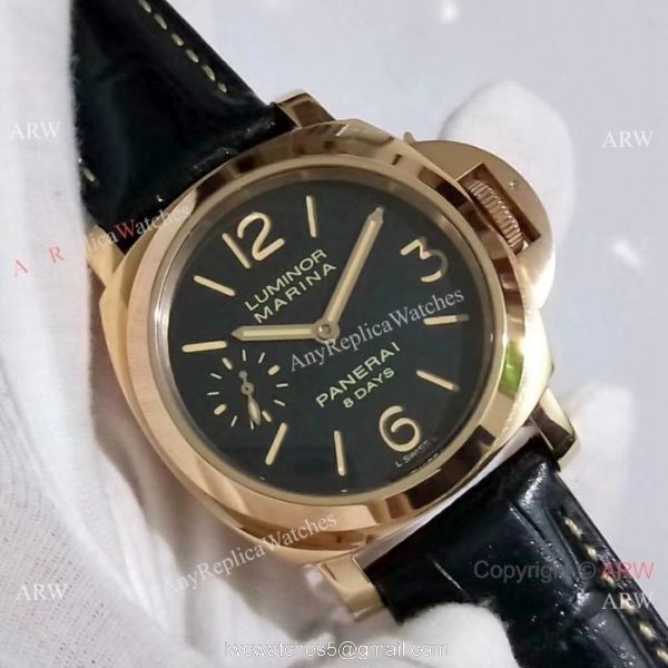 Copy Panerai Luminor Marina 8 Days Rose Gold Black Dial Watch PAM 511 1