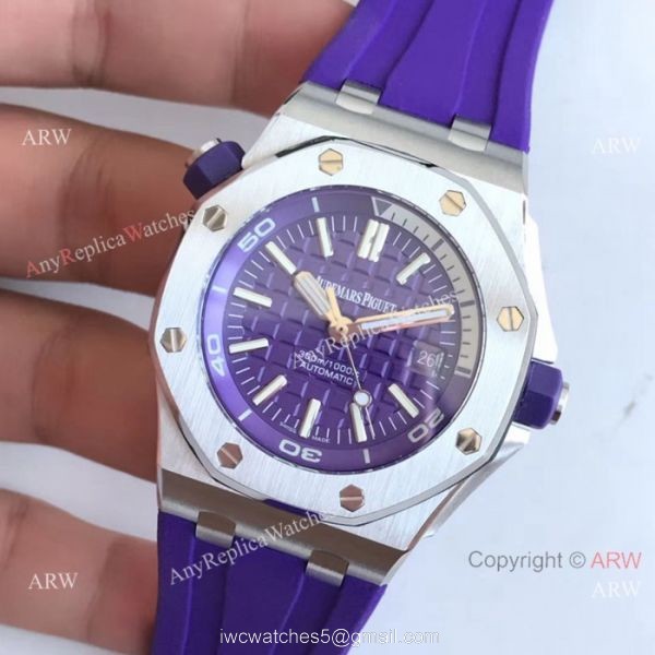 Copy Audemars Piguet Royal Oak Offshore Diver Swiss 3120 Watch SS Purple Dial 1