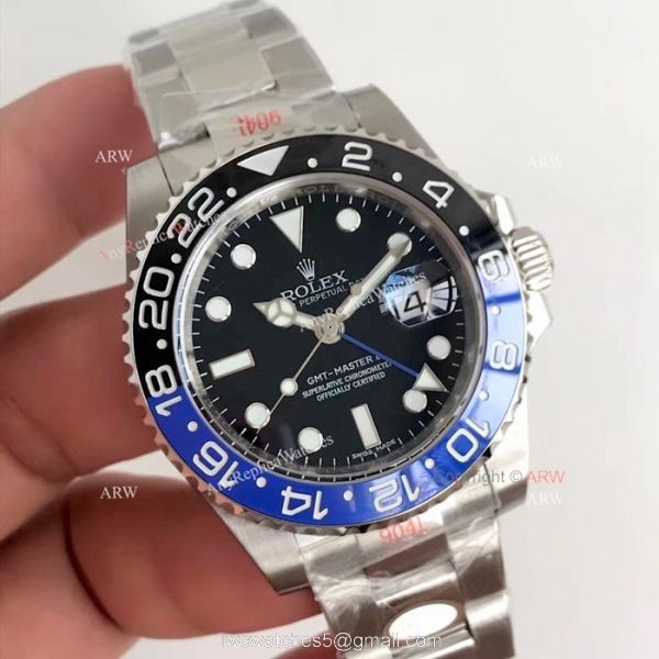 NEW UPGRADED V7 Rolex GMT-Master II BlackBlue Ceramic 904L Watch Swiss Eta3186 1
