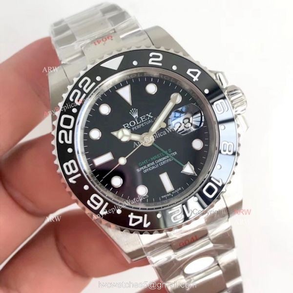 Swiss 3186 Rolex GMT-Master II Noob Factory v7 Watches 904L Steel Black Dial 1