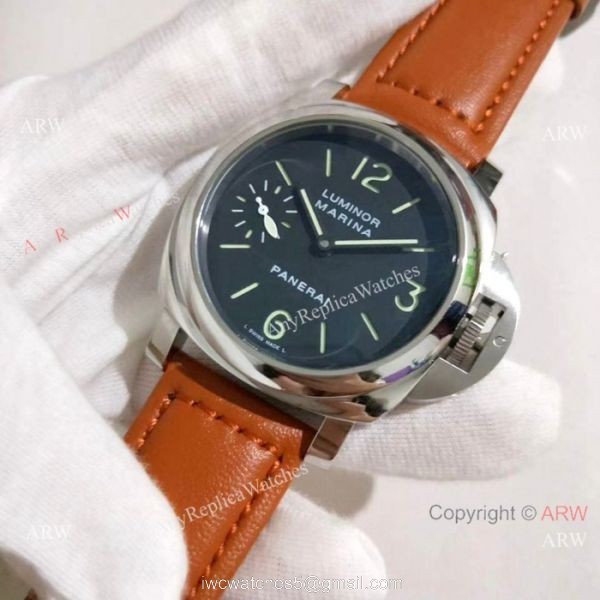 Fake Panerai Luminor Marina SS Brown Leather Strap Watch PAM 111 1