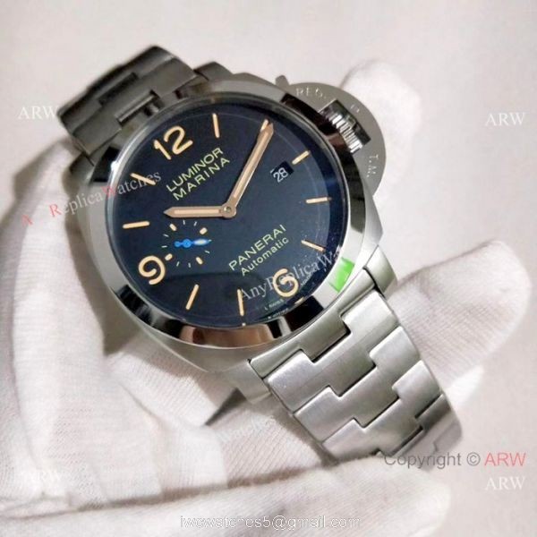 Panerai Luminor Marina Stainless Steel Orange Markers Watch PAM 1312 1