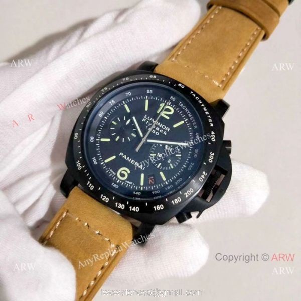 Panerai Luminor Flyback Chronograph Copy Watch Black Case 1