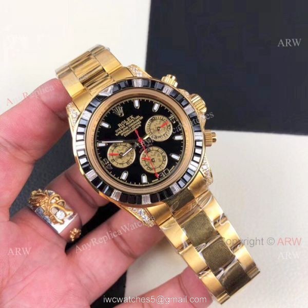 Yellow Gold Daytona Rolex Rainbow Replica Watches Automatic Movement 1