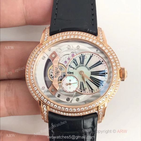 Swiss Copy Audemars Piguet Royal Millenary Rose Gold Diamond Watches 4101 Movement 1