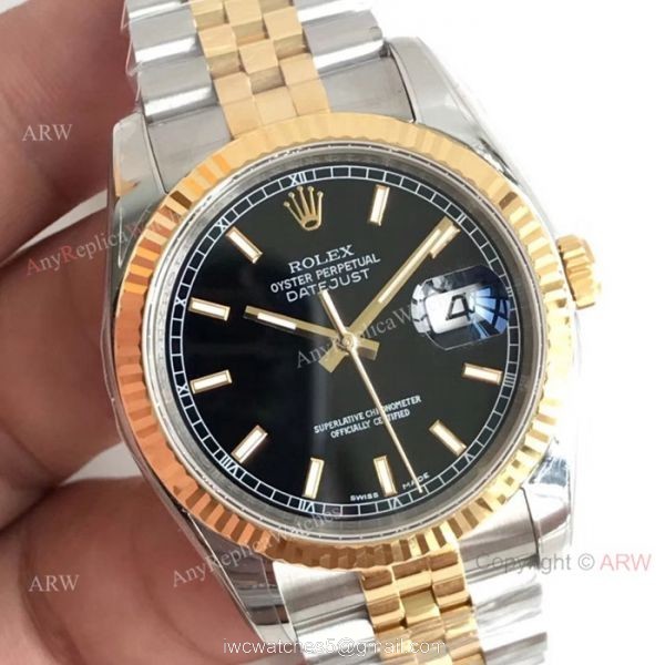 AR factory Replica Rolex DateJust 904L 3135 Watches Two Tone Jubilee Bracelet 1