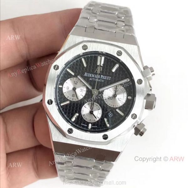 Swiss 7750 Royal Oak Audemars Piguet Replica Watch Stainless Steel Black Dial 1