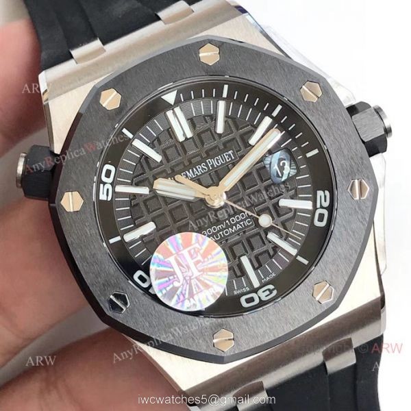 JF Swiss Replica Audemars Piguet Divers SS Black Bezel Watch 3120 Movement 1