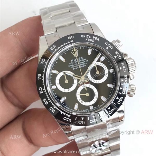 Rolex Daytona 904L Stainless Steel Black Ceramic Watch AR Replica Watches 1