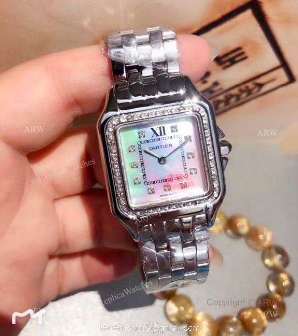 Copy Panthere De Cartier SS White MOP Dial Watches 1