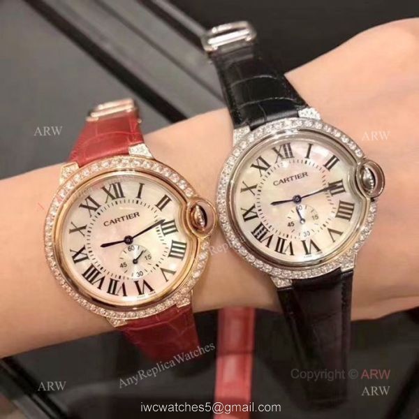 Copy Cartier Ballon Bleu de White MOP Dial Watches 36mm 1