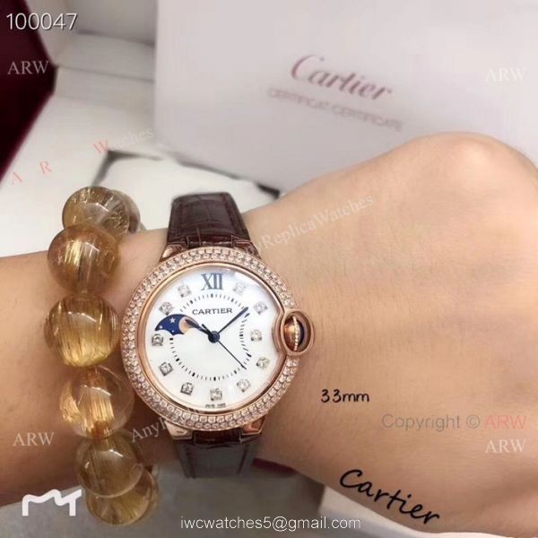 Copy Cartier Ballon Bleu Rose Gold Moonphase Watch 33mm and 36mm 1