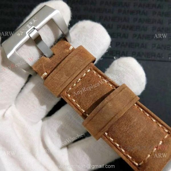 Copy Panerai Luminor GMT SS Brown Leather Strap Watch Pam578 1