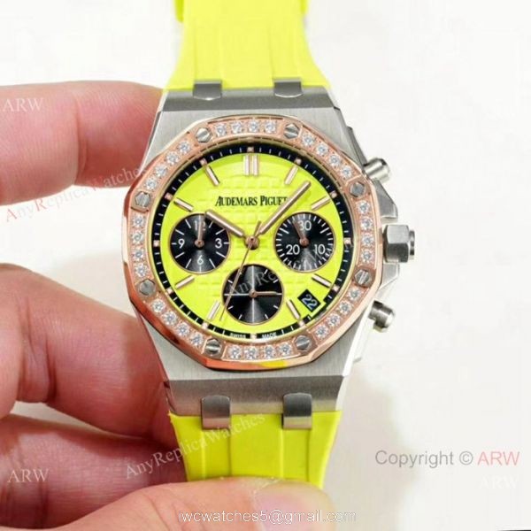 Fake Audemars Pigue Offshore 37mm Watches White Rubber Rose Gold Bezel 1