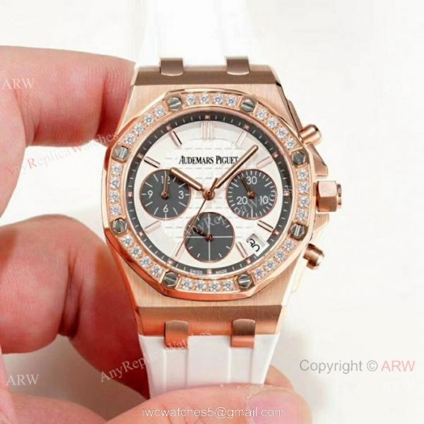 New Audemars Piguet Royal Oak Offshore Ladies Watch Rose Gold Purple Strap 1