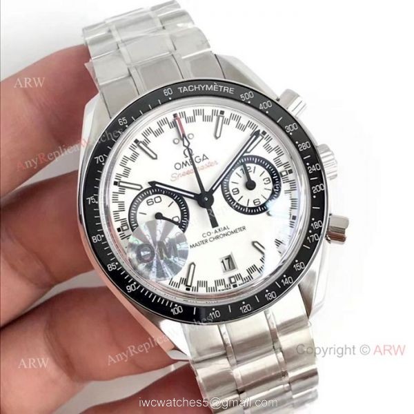 (OM) Swiss Omega Speedmaster Chronomeyer Stainless steel White Dial Watch 1