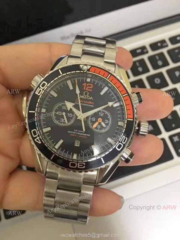 Omega Seamaster 600m Chronograph Watches SS Orange Unidirectional Bezel 1