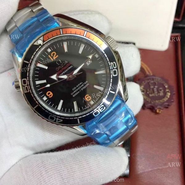 AAA Quality Copy Omega Seamaster Stainless Steel Black Watches 1