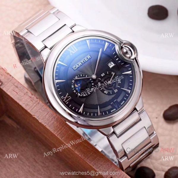 Best Quality Cartier Ballon Bleu De Moon Phase SS Automatic Replica Watch 1