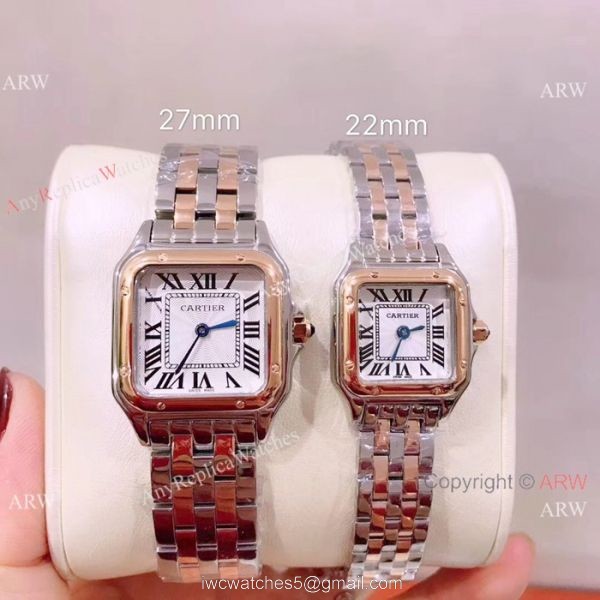 Panthere De Cartier Replica Watches Yellow Gold White Roman Dial 1