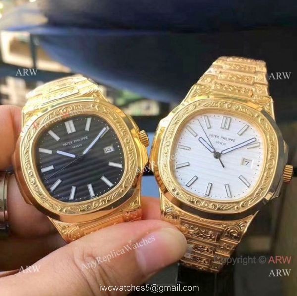 Patek Philippe Nautilus Replica Watches Yellow Gold Blue Dial 1