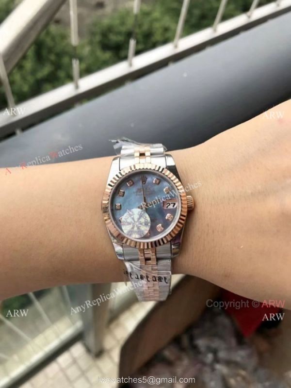 Rolex Datejust 31mm Copy watches 2-Tone Rose Gold Green Micro Face 1