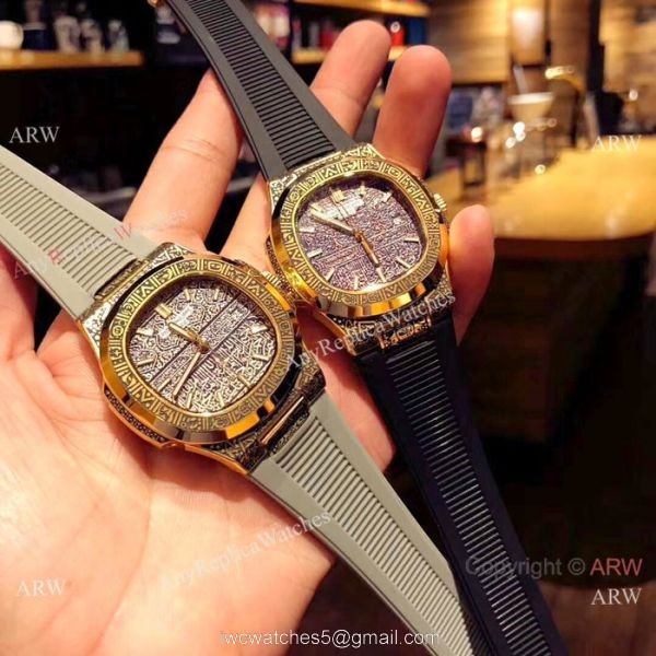 Patek Philippe Engraving Nautilus Anniversary Watch Gold Case 40MM 1