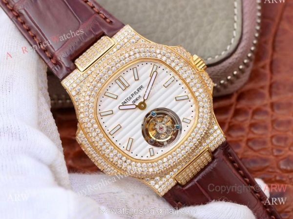 Swiss Copy Patek Philippe Nautilus Jumbo R8 Iced Out Full Diamond Watch 1