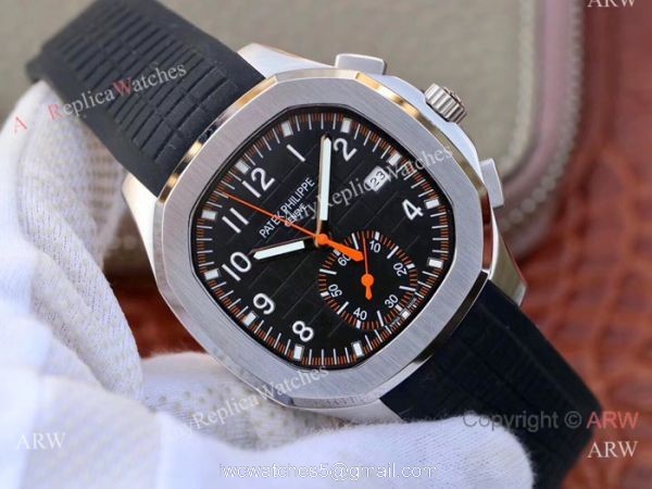 Swiss Replica Patek Philippe 5968A Aquanaut Watch SS Black Chronograph Dial 1