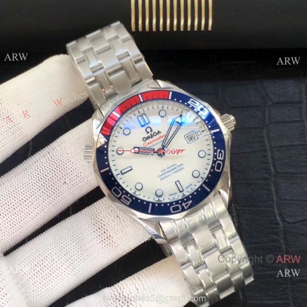 Omega Commanders 007 Copy Watch SS Blue Rubber Band 1