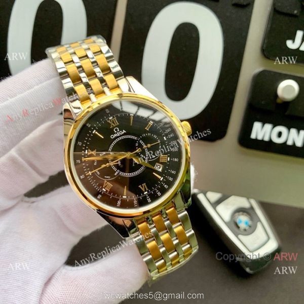 New Copy Omega Complications Automatic Mens Watch 2-Tone Silver Dial 1