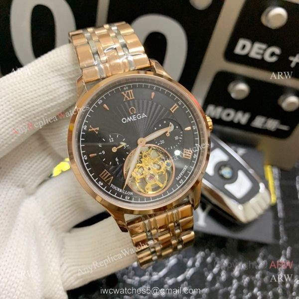 Replica Two Tone Rose Gold Omega Complications Moonphase Watch 42mm 1