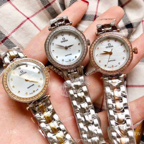 Replica Omega Women Watches Stainless Steel White MOP Dial 1