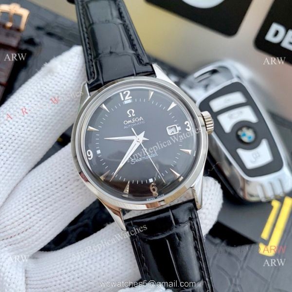 Omega Seamaster Replica Wristwatch SS Brown Leather Band 1