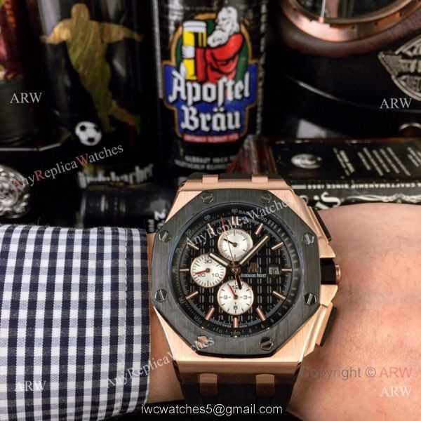 Replica Audemars Piguet Royal Oak Offshore 44mm Watch Rose Gold White 1