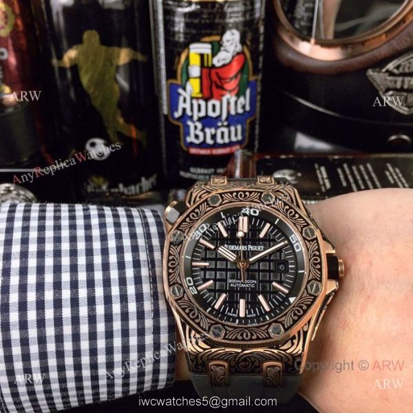 Replica Audemars Piguet Royal Oak Offshore Tattoo Watch SS Black Dial 1