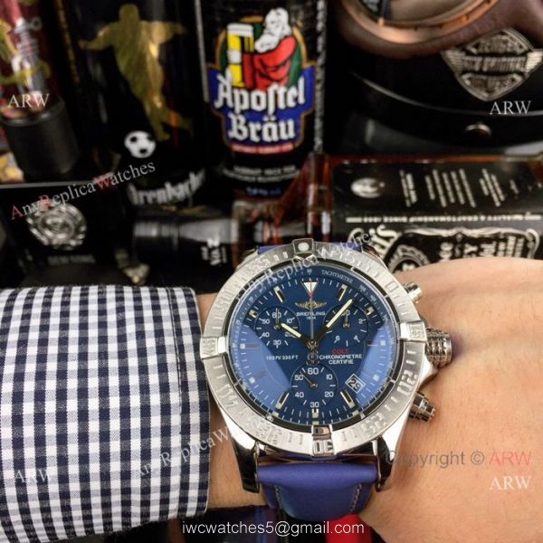 Copy Breitling COLT Chronograph Watches SS Brown Leather Strap 1