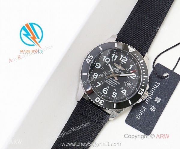 Swiss Copy Breitling Superocean II Sapphire Glass Watch Silver Case Blue Face 1