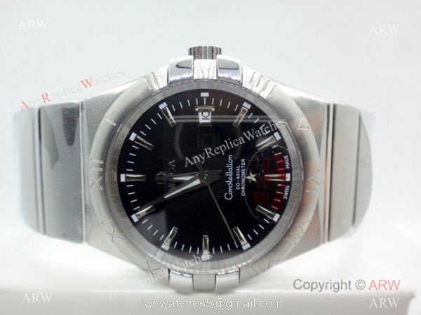 Omega Double Eagle Black Dial Stainless Steel Men Watch Replica 1