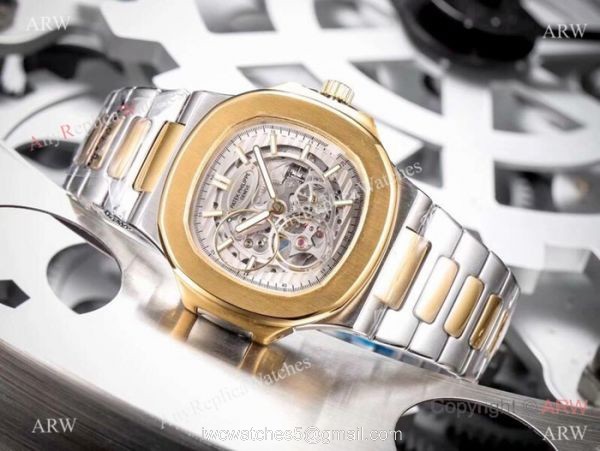 Clone Patek Philippe Skeleton Watches Two Tone Rose Gold 40mm 1