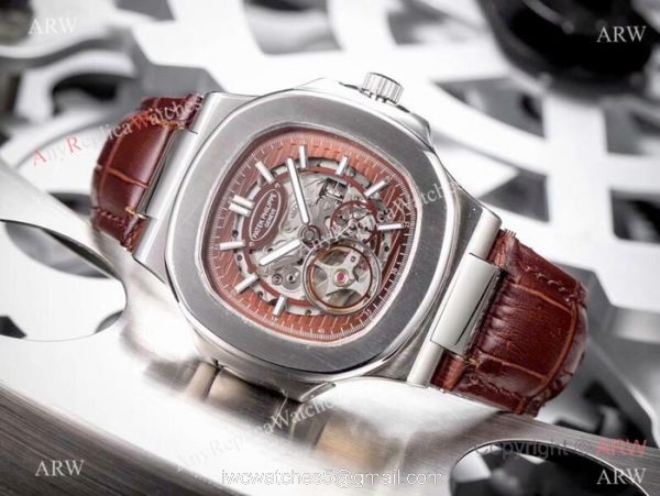 Patek Philippe Nautilus Skeleton Replica watches SS Blue Dial 1