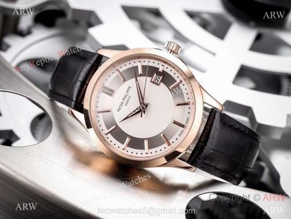 Fake Patek Philippe Calatrava 42mm Watch Rose Gold Bezel 1