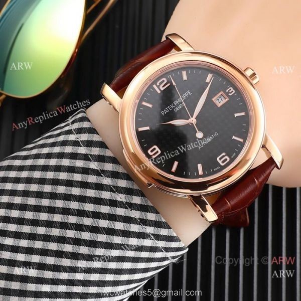 New Style Patek Philippe Calatrava Gray Dial Rose Gold Watches 1