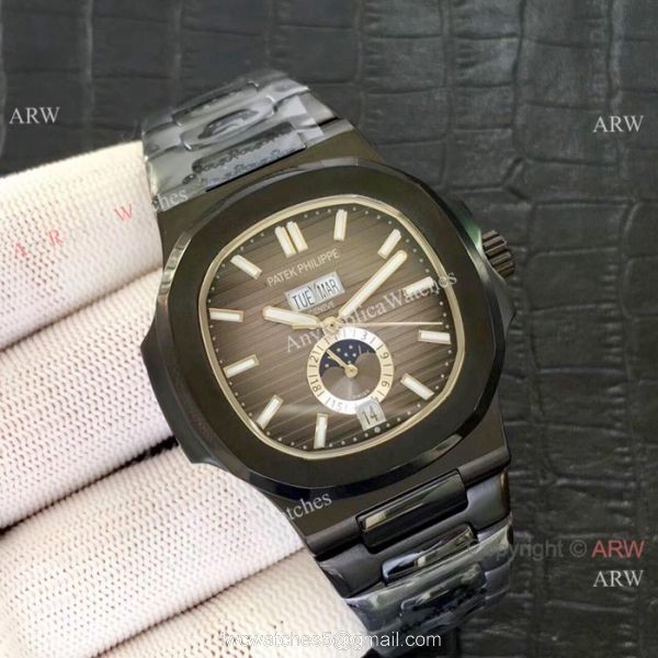 High Qaulity Replica Patek Philippe Nautilus Annual Calendar All Black Watch 1