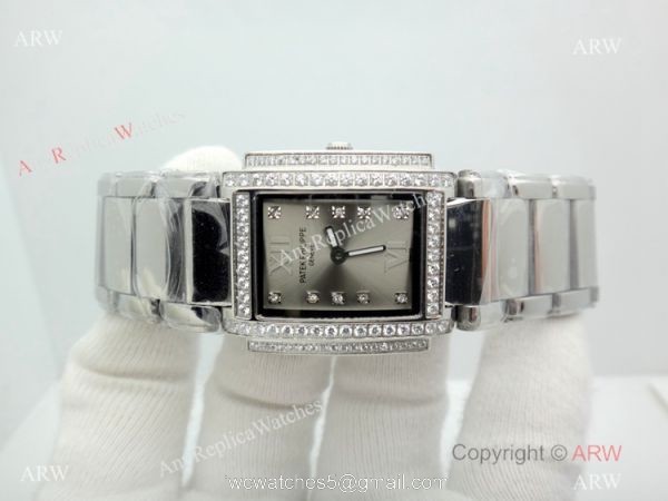 2019 Copy Patek Philippe Twenty 4 Stainless Steel Silver Dial Watches 26mm Women 1