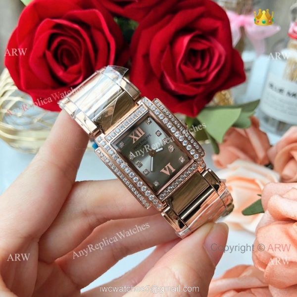 Copy Patek Philippe Twenty-4 Lady Watches Rose Gold Brown Dial -Swiss Quality 1