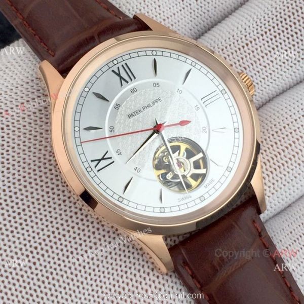 Copy Patek Philippe Tourbillon Men Watch Black Case Red Hand 1