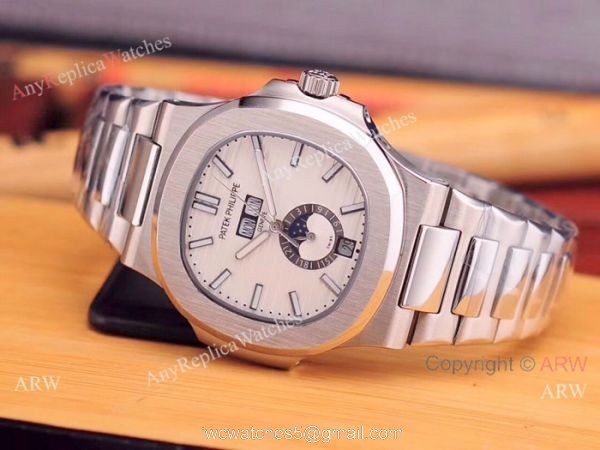 Fake Patek Philippe Nautilus Annual Calendar Man Watch Stainless Steel Blue Face 1